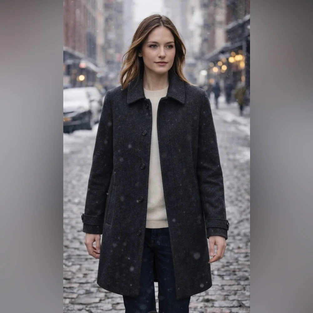 J.Crew Vintage Dark Charcoal wool long coat size Sp